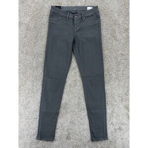 Dylan George Jeans Womens 26 Gray Monochrome‎ Coated Runway Mid-Rise Skinny USA